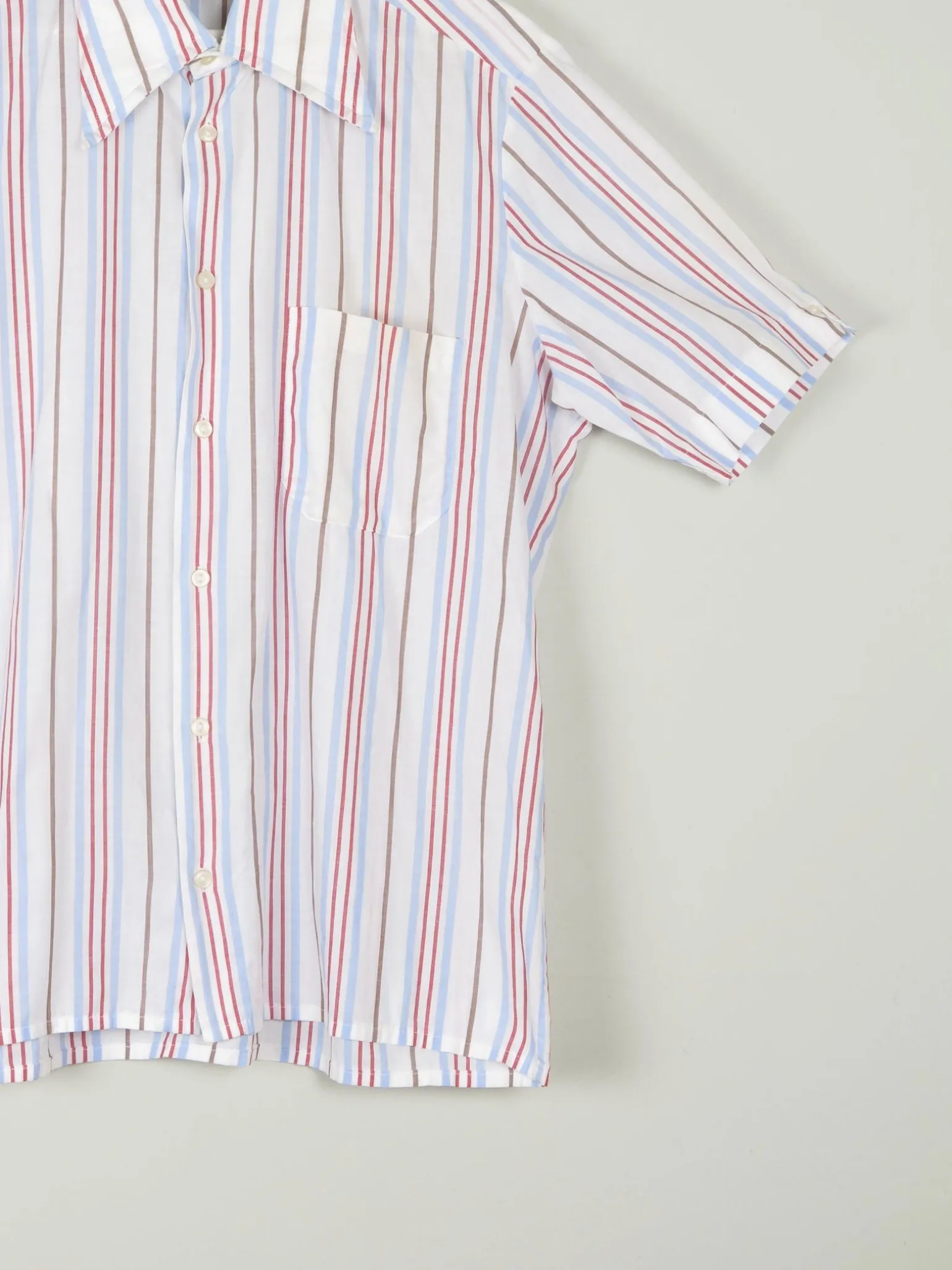 Men's Striped Vintage Short Sleeve Shirt L
