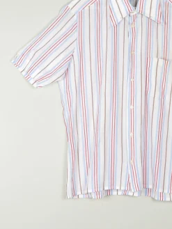 Men's Striped Vintage Short Sleeve Shirt L