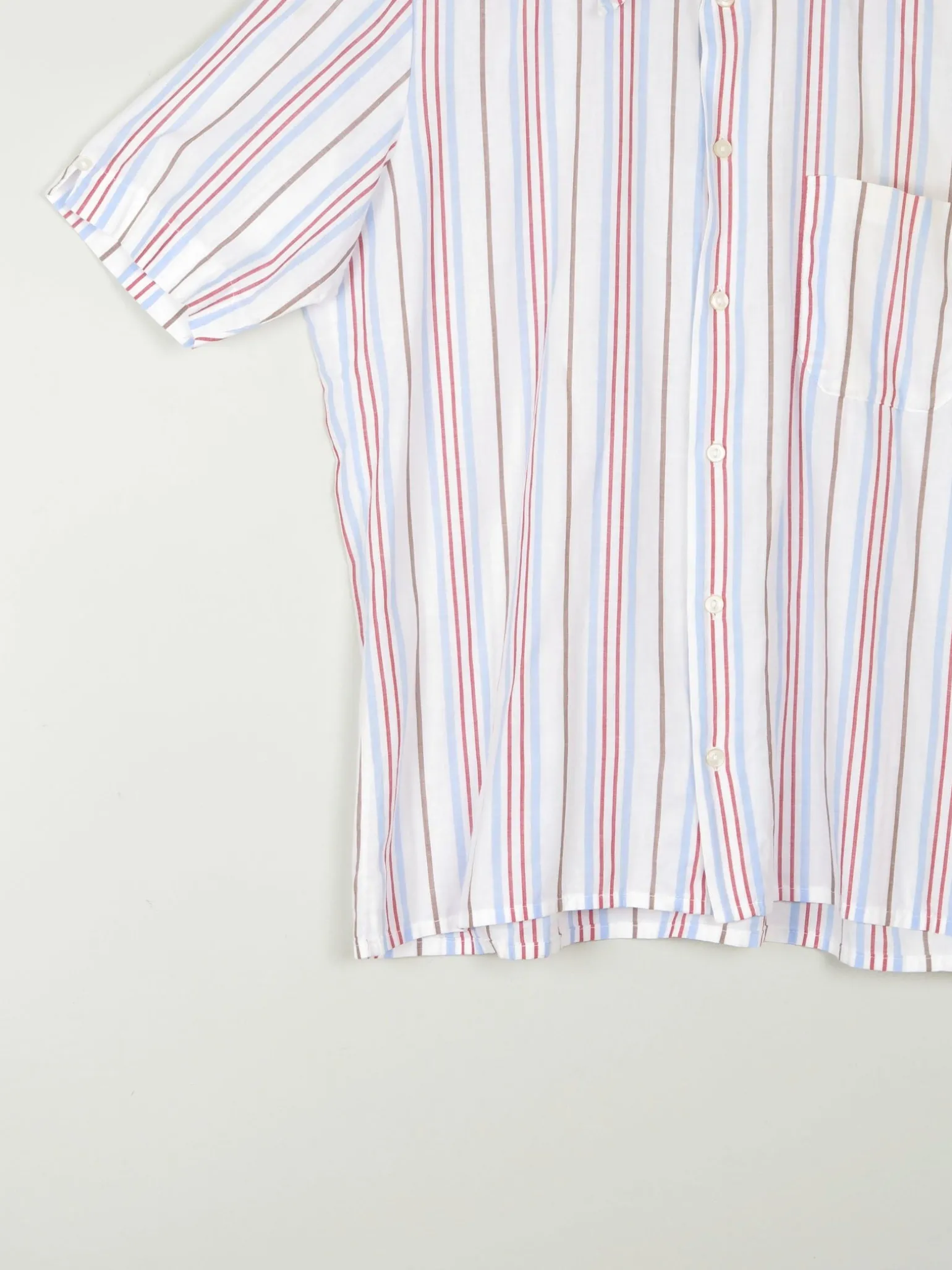 Men's Striped Vintage Short Sleeve Shirt L