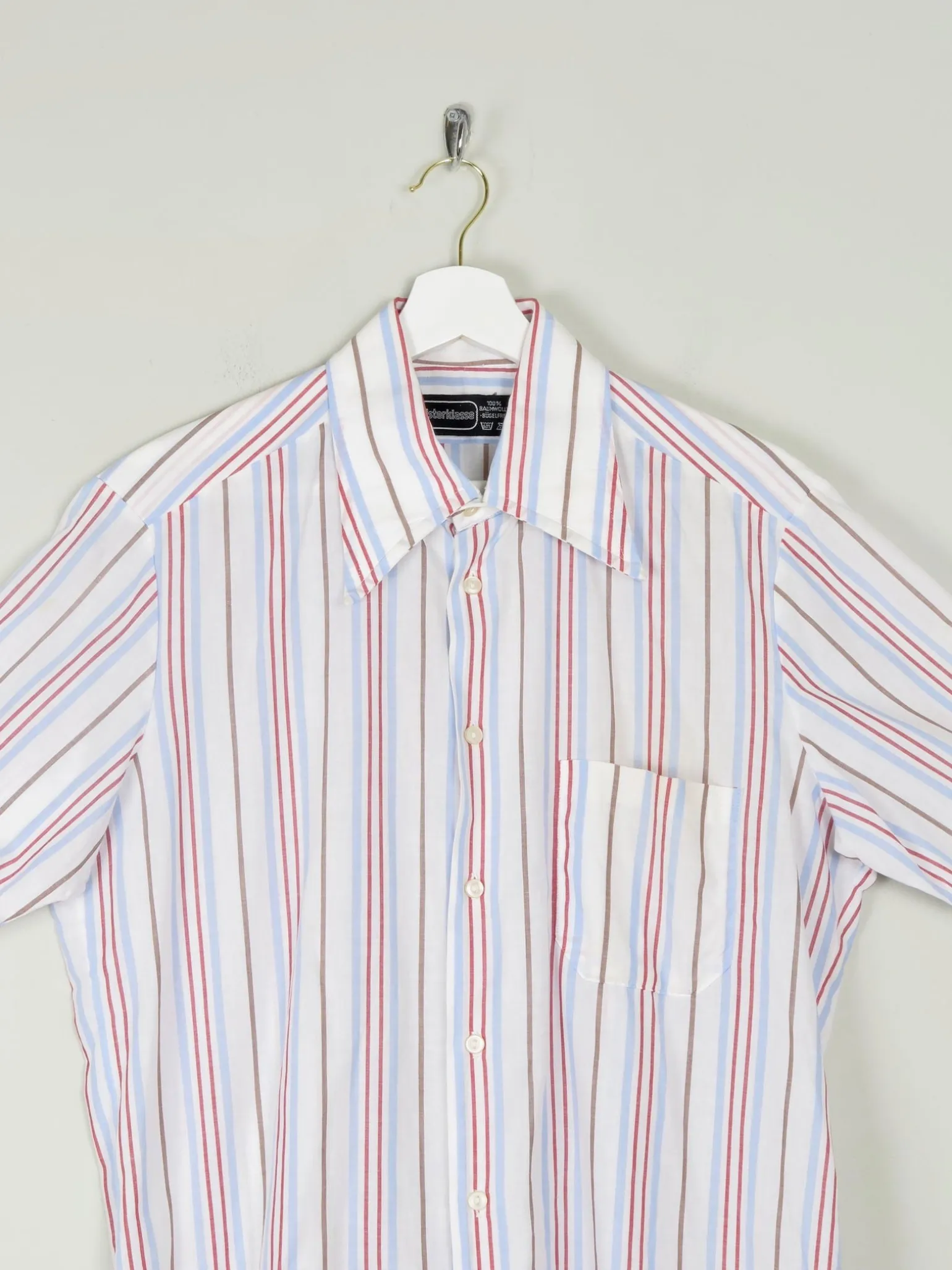 Men's Striped Vintage Short Sleeve Shirt L