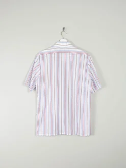 Men's Striped Vintage Short Sleeve Shirt L