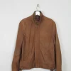 Men's Suede Vintage Jacket Rust With Zip M