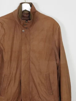 Men's Suede Vintage Jacket Rust With Zip M