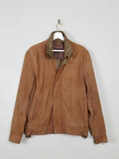 Men's Suede Vintage Jacket Rust With Zip M