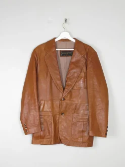 Men's Tan Vintage Leather Jacket 38/40R" Jacques Olivier