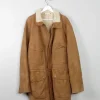 Men's Tan Vintage Shearling Sheepskin Parka L/XL
