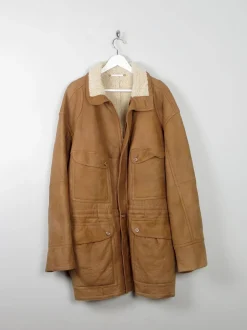 Men's Tan Vintage Shearling Sheepskin Parka L/XL