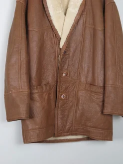 Men's Tan Vintage Shearling Short Coat L/XL