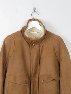 Men's Tan Vintage Shearling Sheepskin Parka L/XL