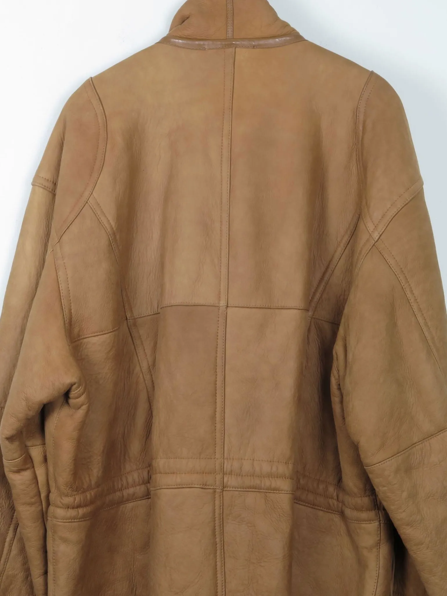 Men's Tan Vintage Shearling Sheepskin Parka L/XL