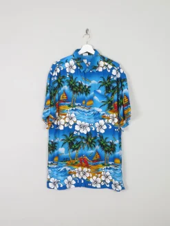 Men's Turquoise Vintage Hawaiian Shirt XL