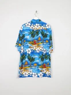 Men's Turquoise Vintage Hawaiian  Shirt XL