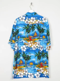 Men's Turquoise Vintage Hawaiian  Shirt XL