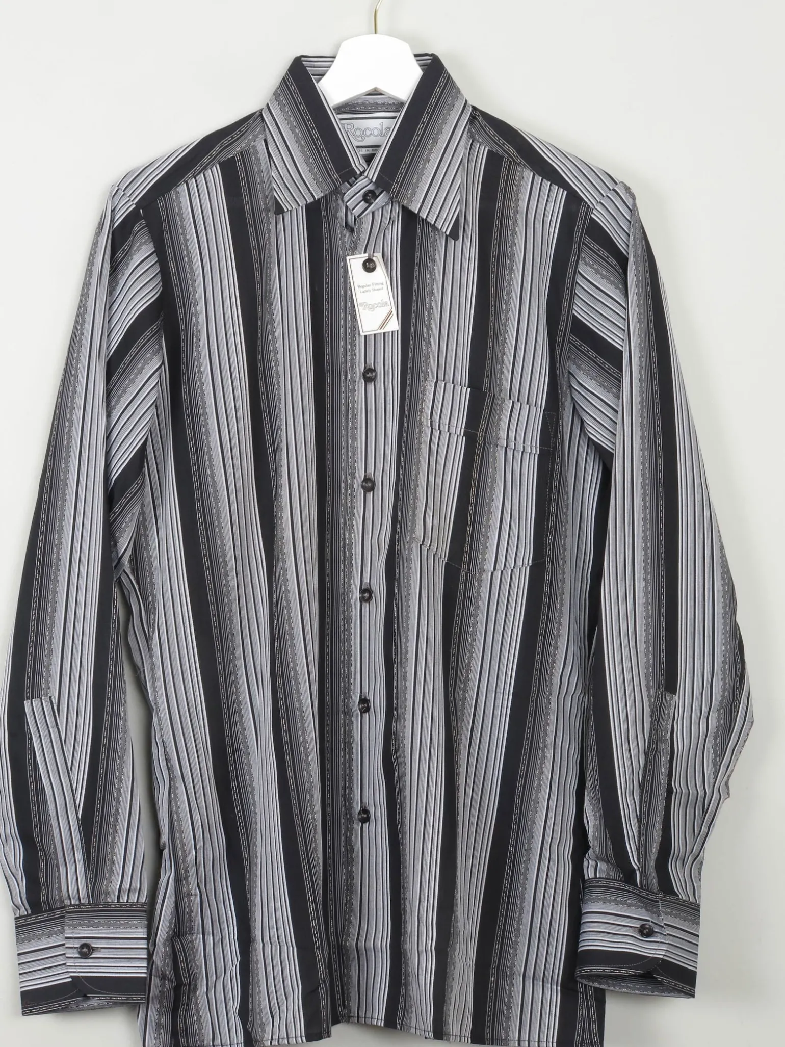Men's Unworn Vintage Shirt 1970s Striped Rocola 15"/38