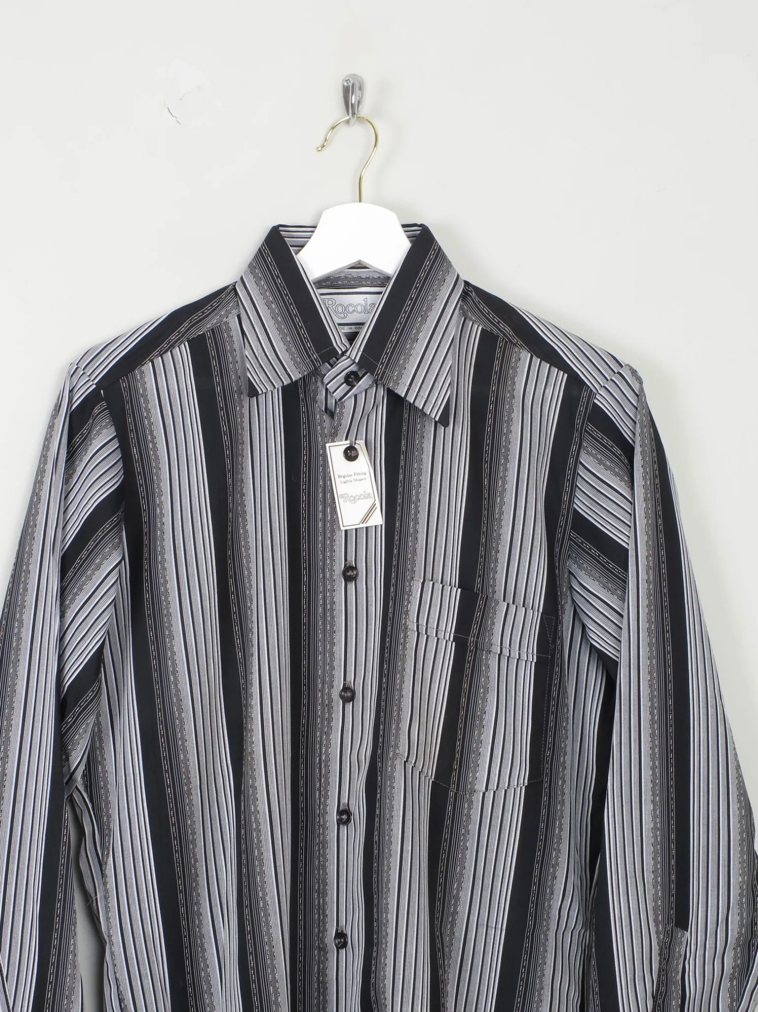 Men's Unworn Vintage Shirt 1970s Striped Rocola 15"/38