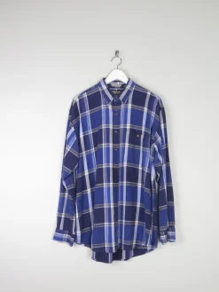 Men's Vintage Bill Blass Bright Blue Check Shirt L