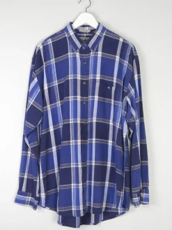 Men's Vintage Bill Blass Bright Blue Check Shirt L