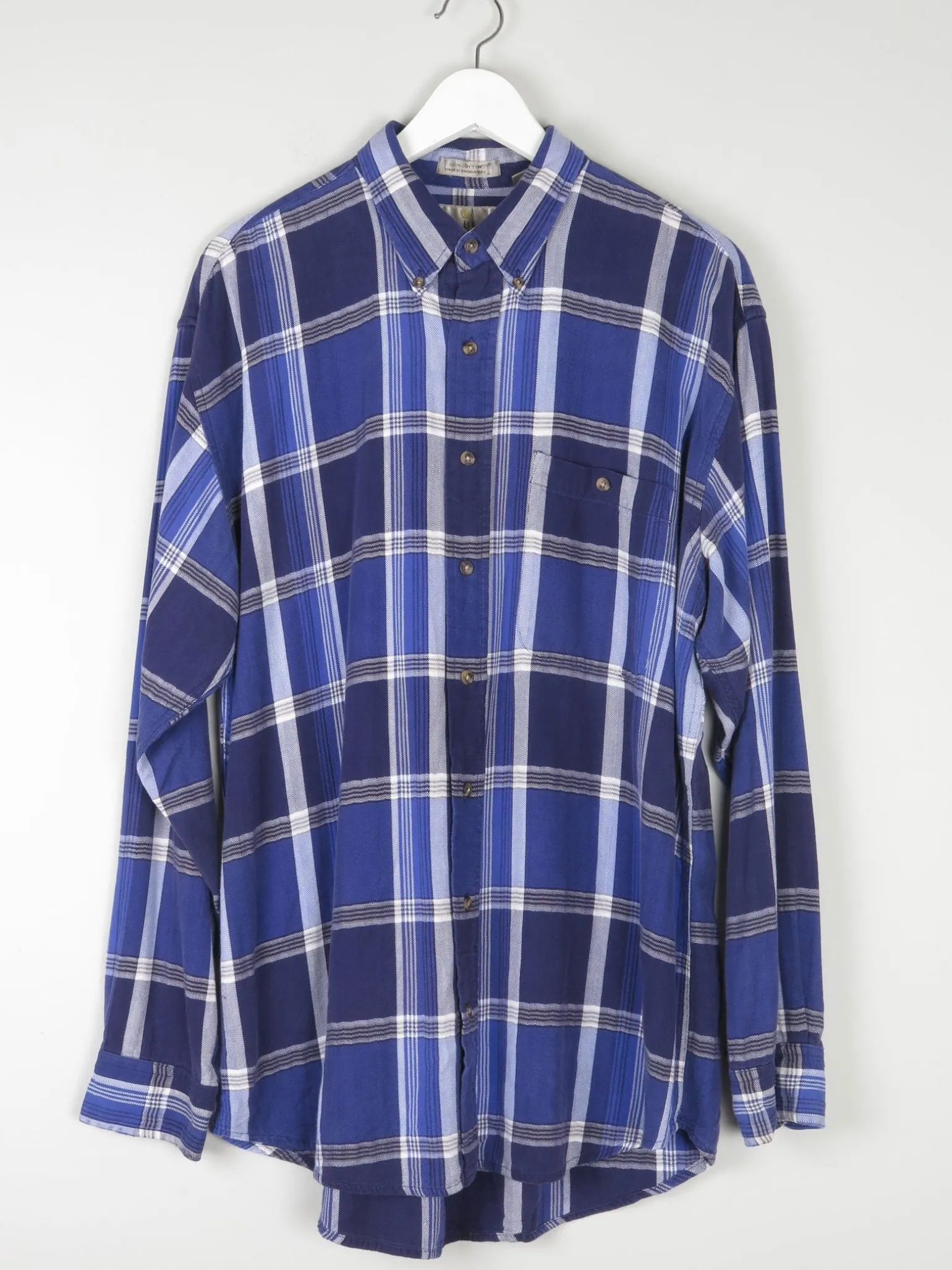 Men's Vintage Bill Blass Bright Blue Check Shirt L