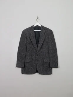 Men's Vintage Black & Grey Tweed Jacket S/38"