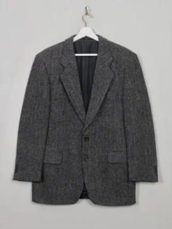 Men's Vintage Black & Grey Tweed Jacket S/38"