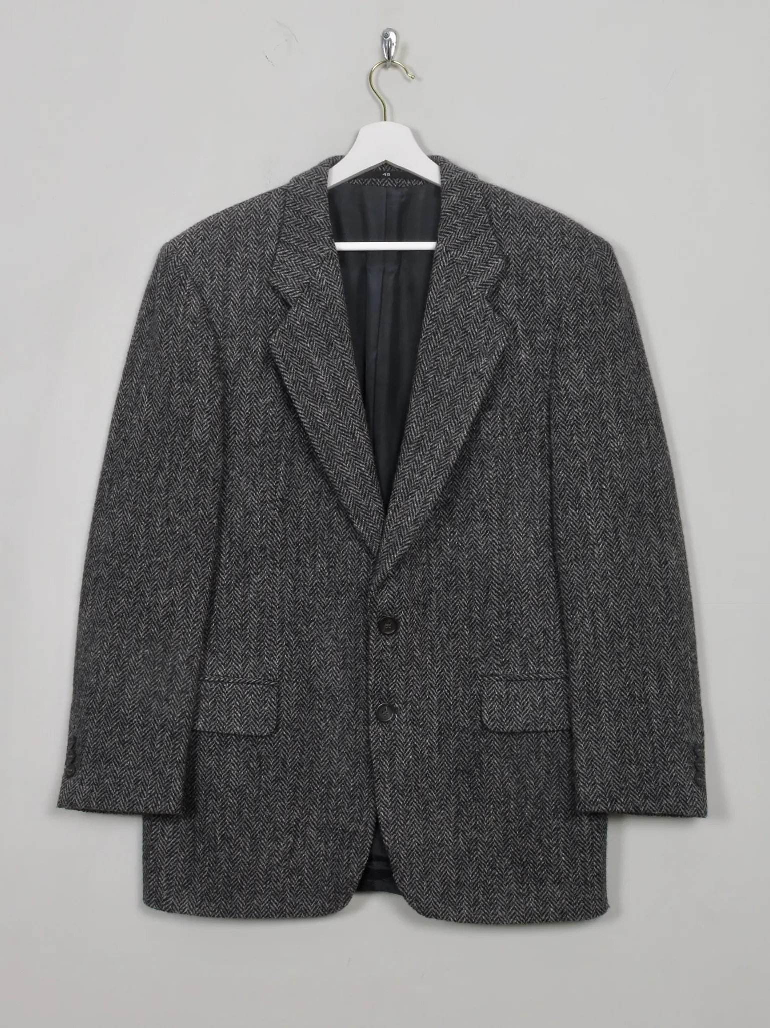 Men's Vintage Black & Grey Tweed Jacket S/38"