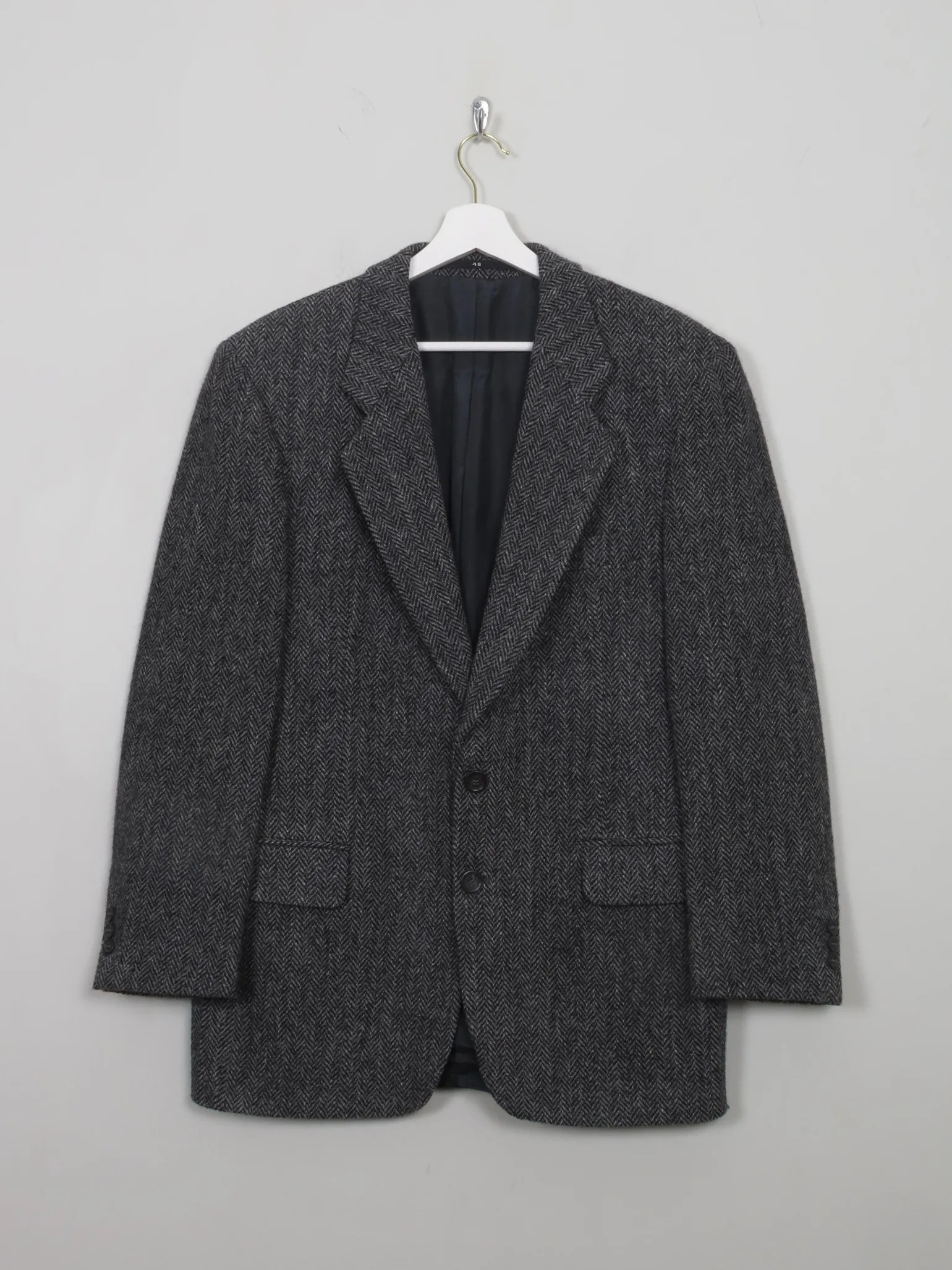 Men's Vintage Black & Grey Tweed Jacket S/38"