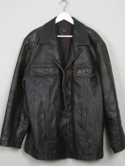 Men's Vintage Black Distressed Leather Jacket L