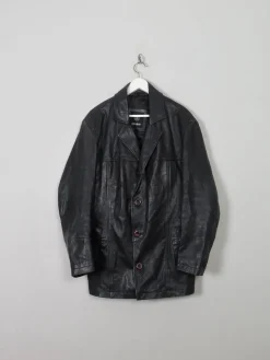 Men's Vintage Black Leather Jacket S