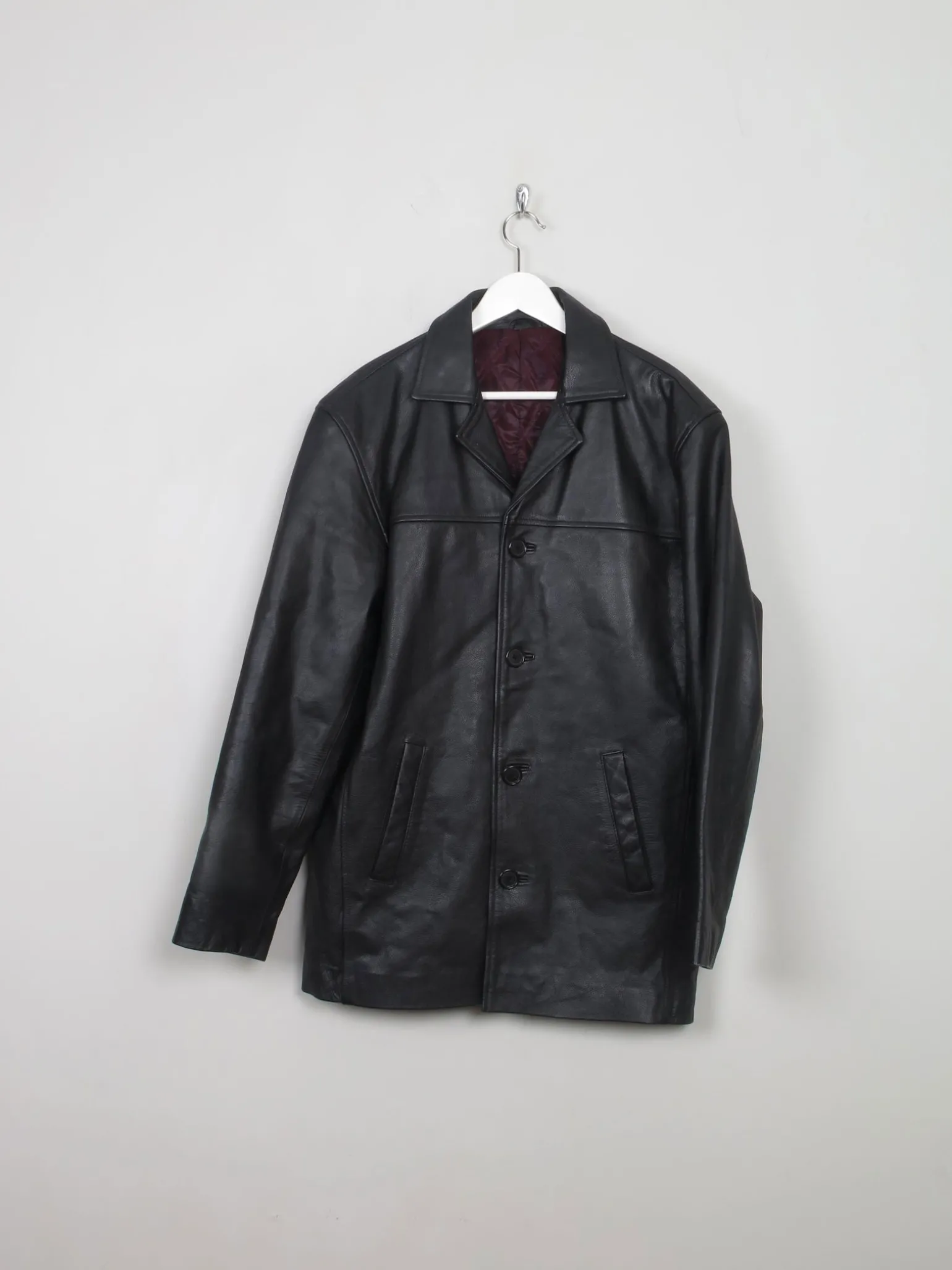 Men's Vintage Black Leather Jacket M