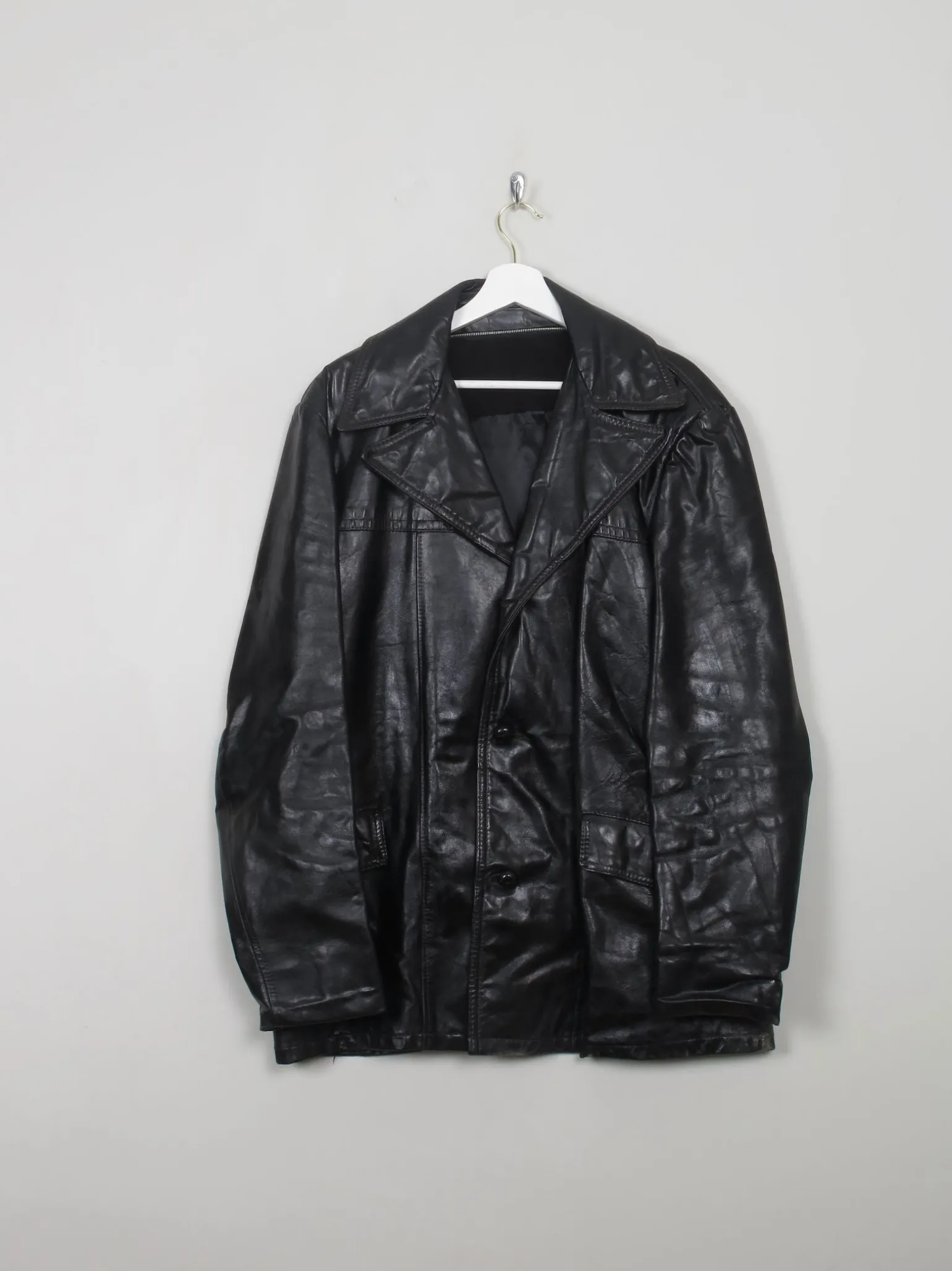 Men's Vintage Black Leather Jacket L