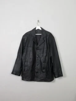 Men's Vintage Black Leather Jacket L