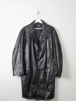 Men's Vintage Black Leather Coat M