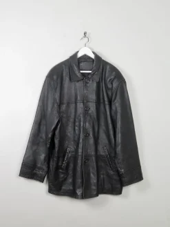 Men's Vintage Black Leather Jacket L