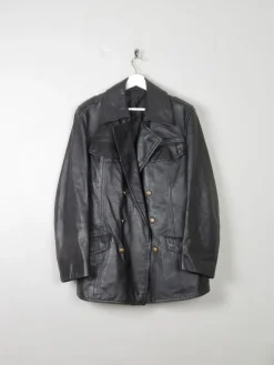 Men's Vintage Black Leather German Police Jacket M