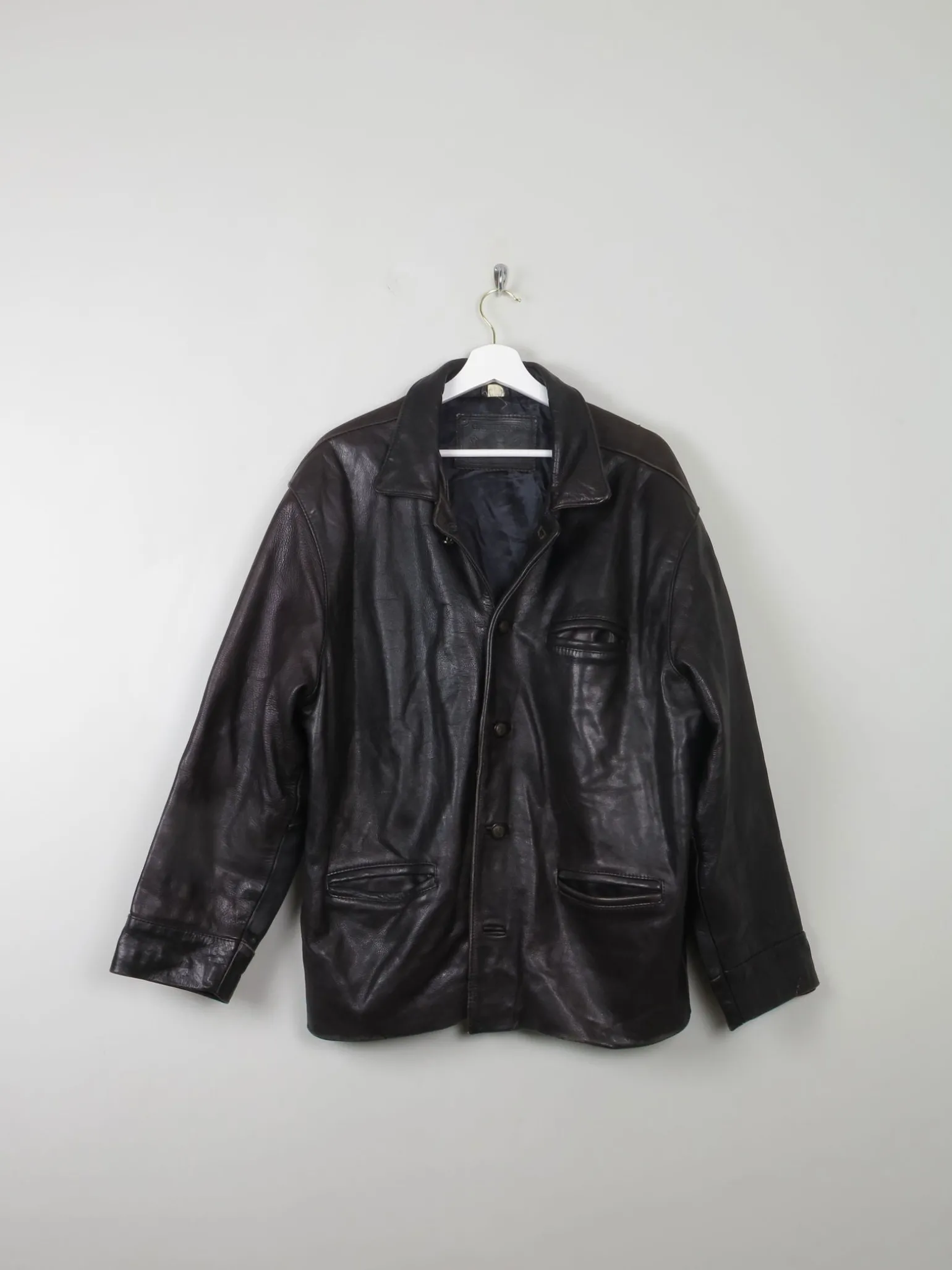 Men's Vintage Black Leather Jacket M