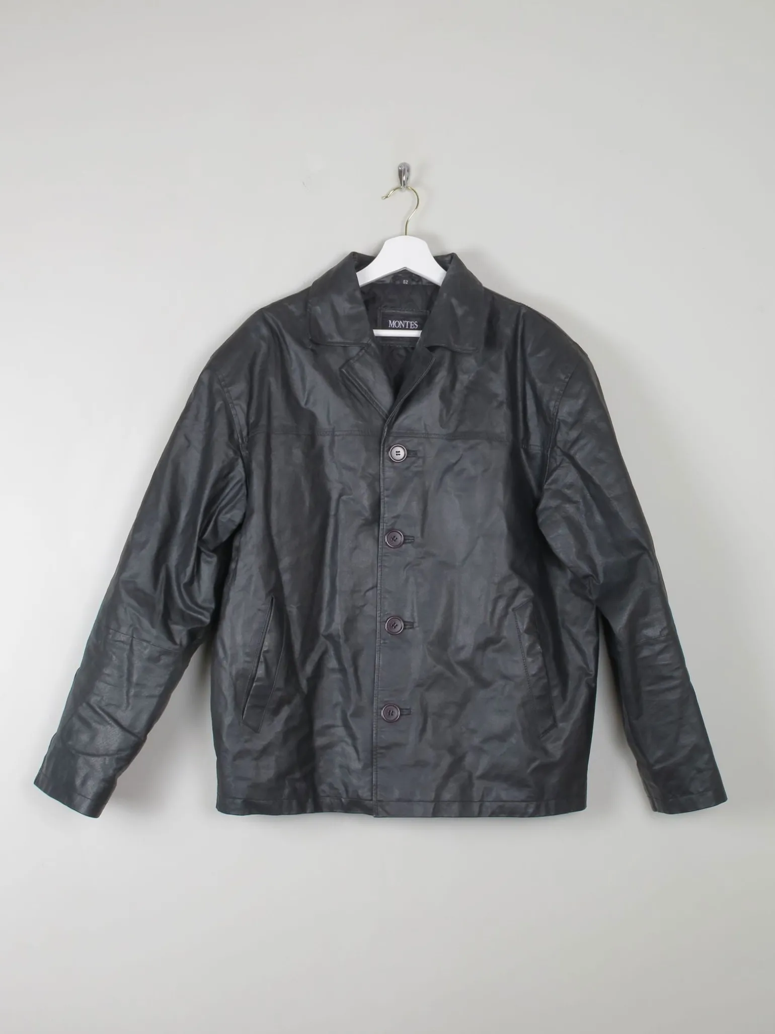 Men's Vintage Black Leather Jacket S/M
