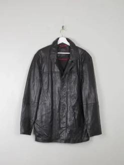 Men's Vintage Black Leather Jacket L