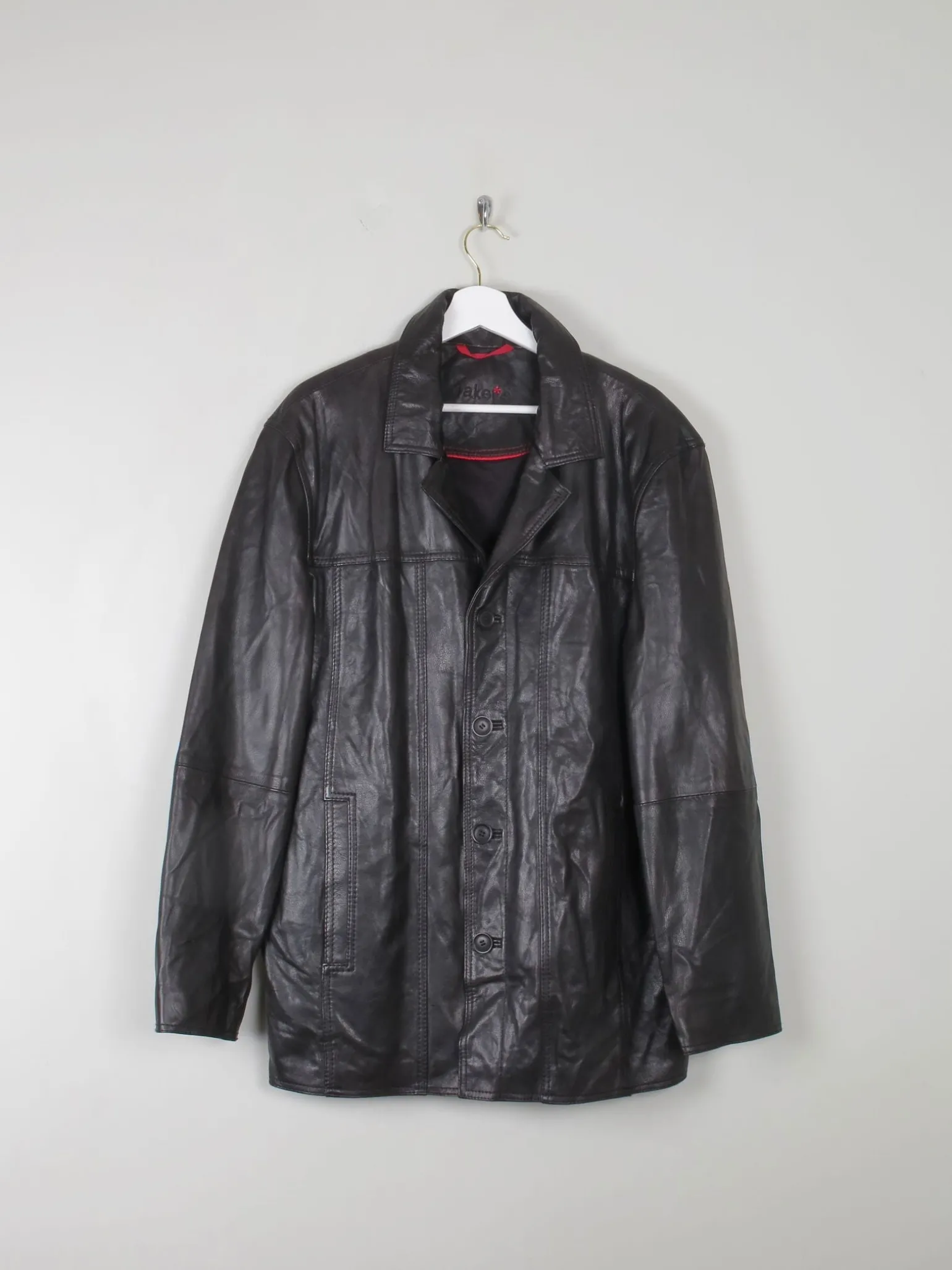 Men's Vintage Black Leather Jacket L