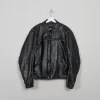 Men's Vintage Black Leather Biker Jacket M