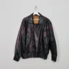 Men's Vintage Black Leather Bomber Jacket M