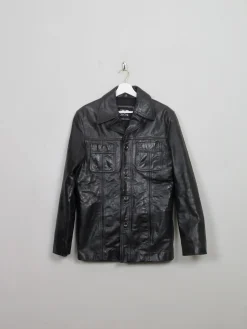 Men's Vintage Black Leather Jacket S/M