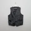 Men's Vintage Black Leather Waistcoat XL