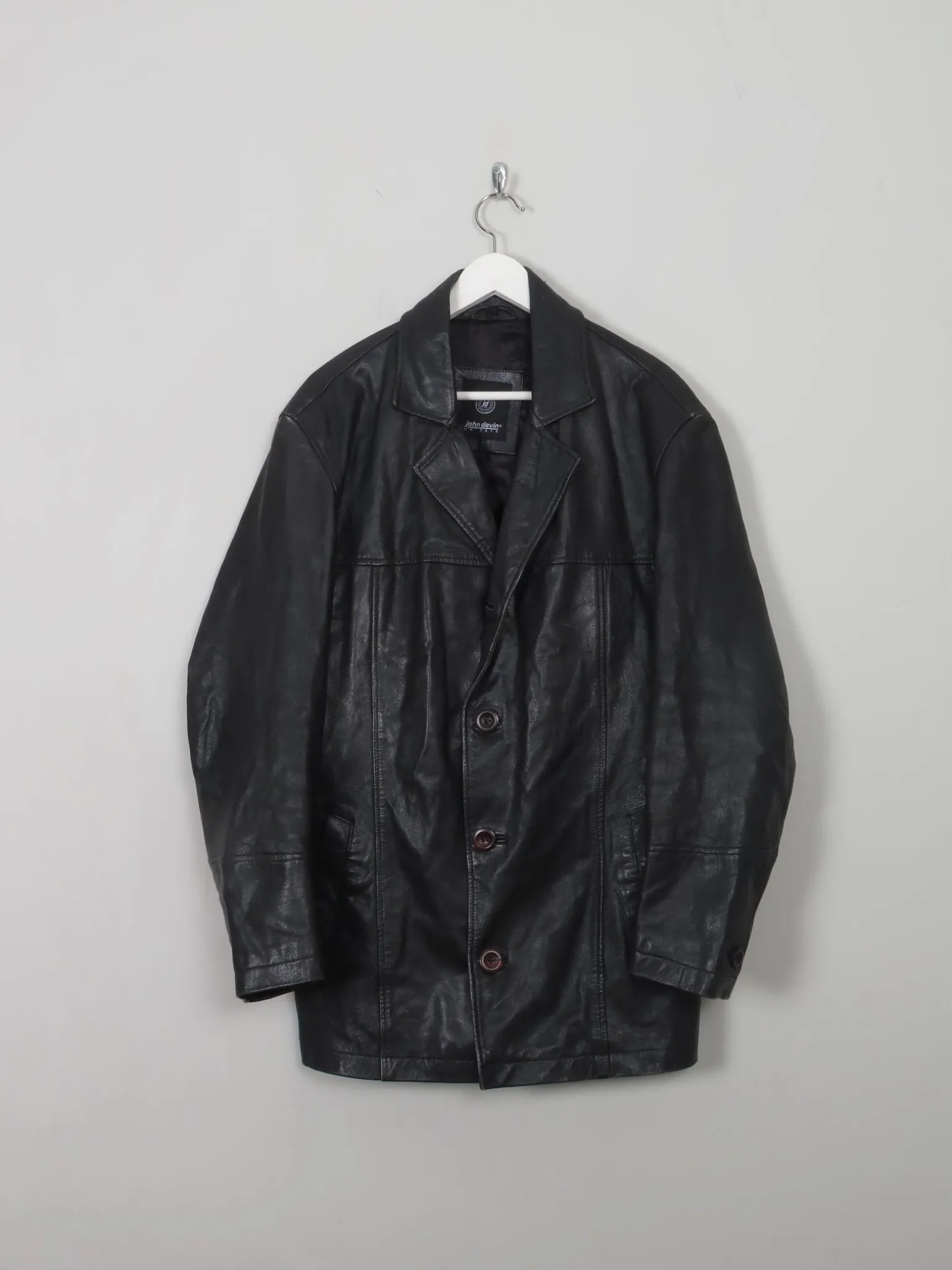Men's Vintage Black Leather Jacket S