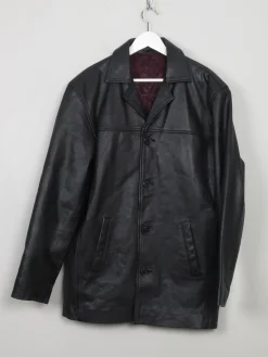 Men's Vintage Black Leather Jacket M
