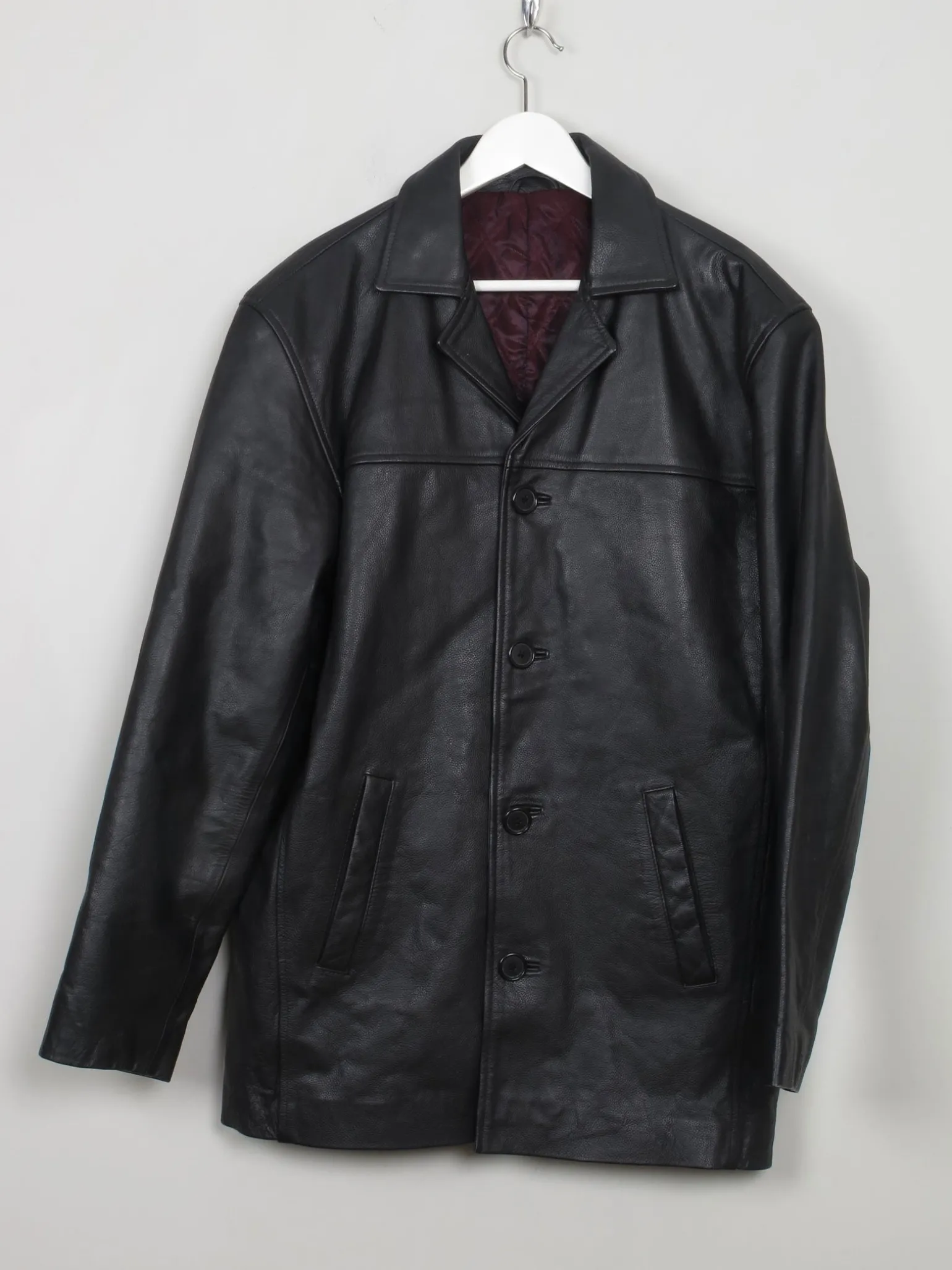Men's Vintage Black Leather Jacket M