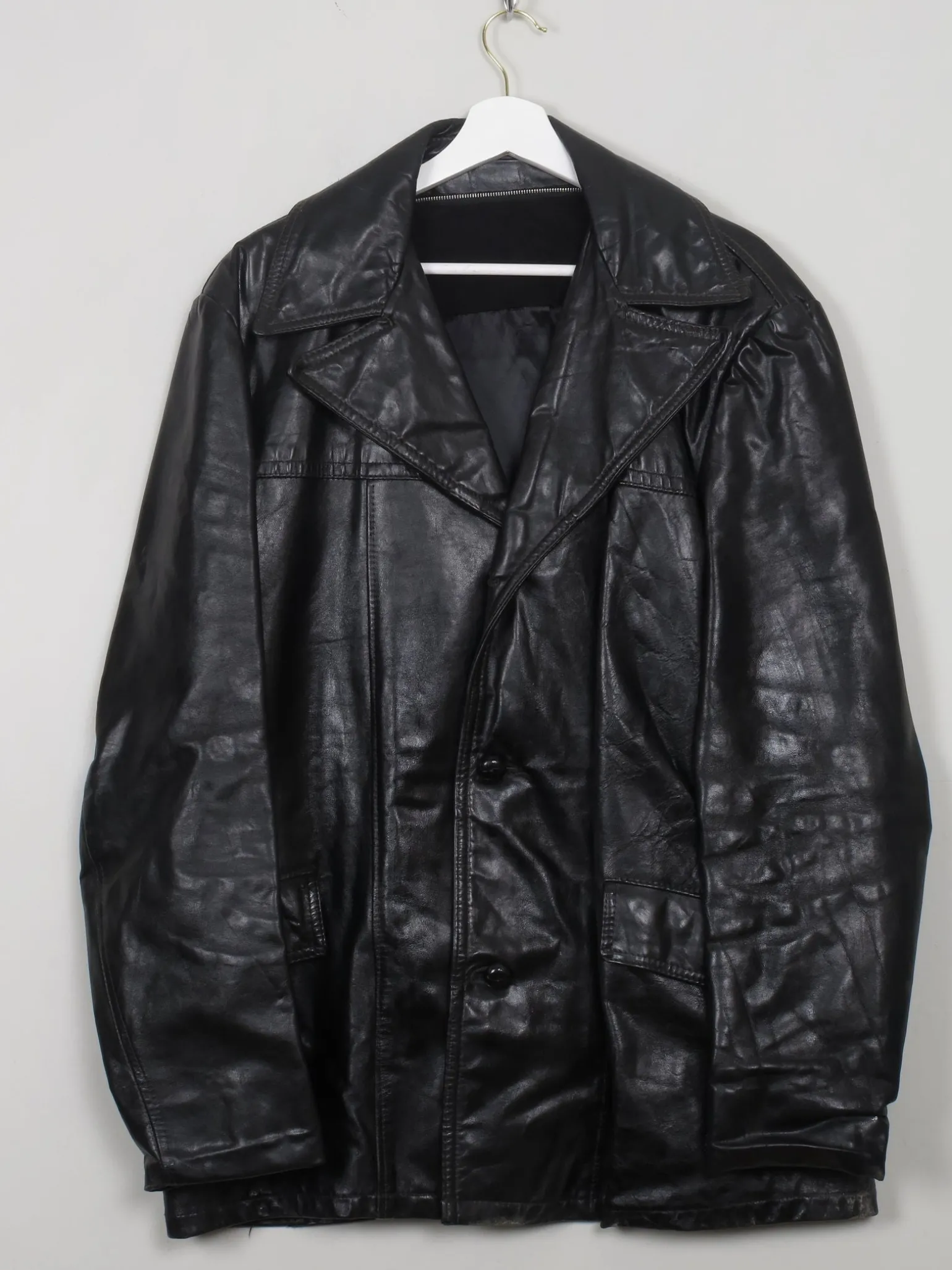 Men's Vintage Black Leather Jacket L