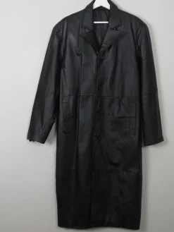 Men's Vintage Black Leather Coat L/XL