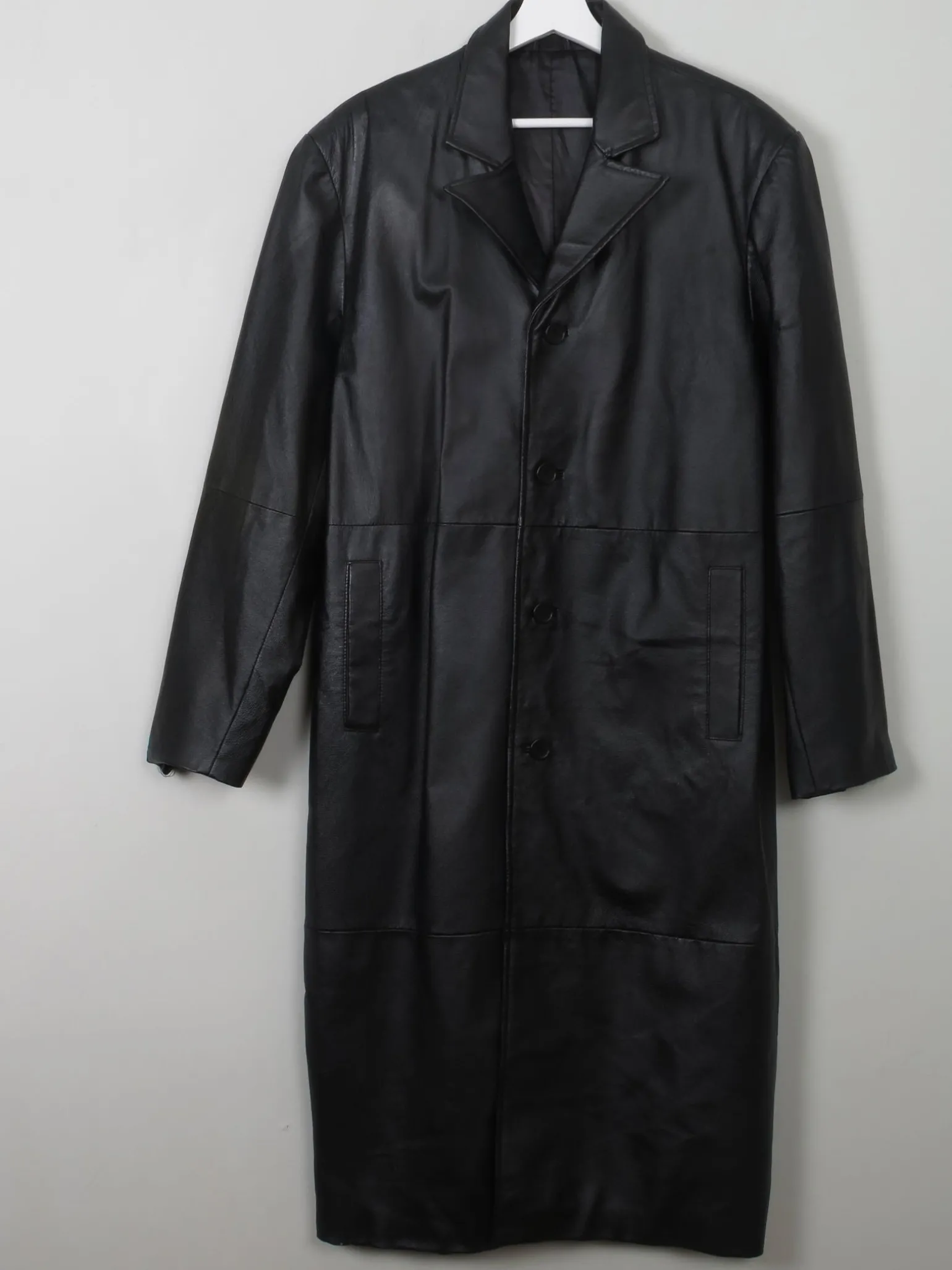 Men's Vintage Black Leather Coat L/XL