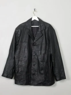 Men's Vintage Black Leather Jacket L