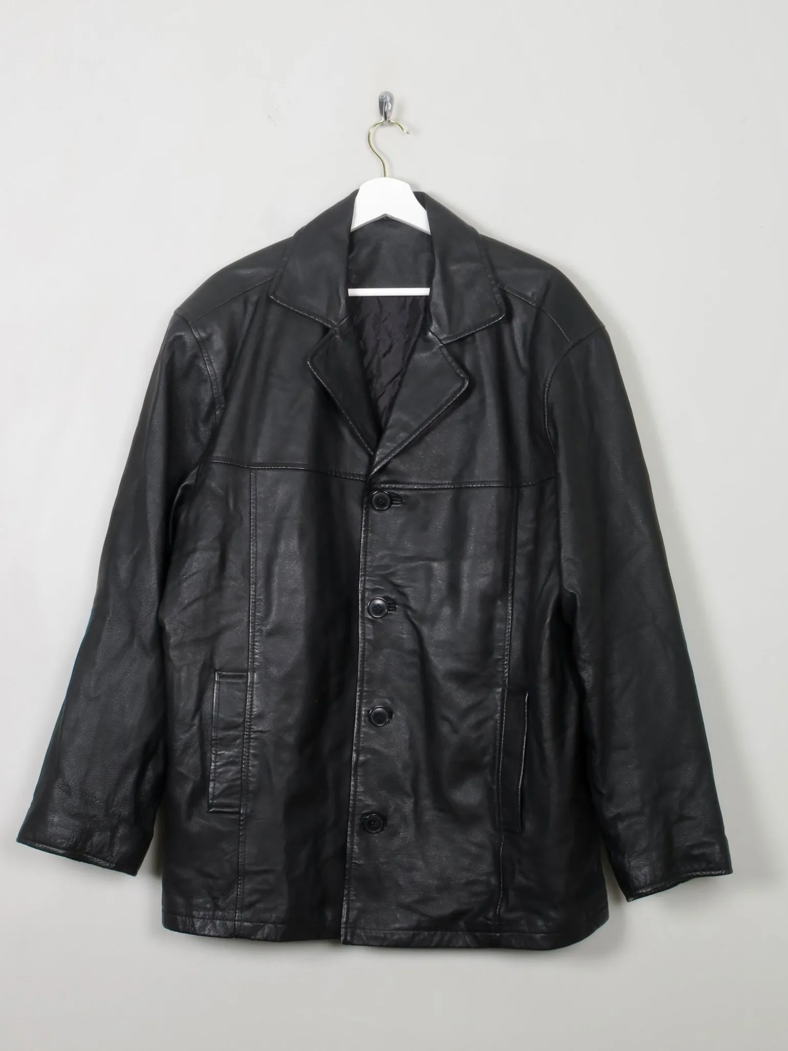 Men's Vintage Black Leather Jacket L